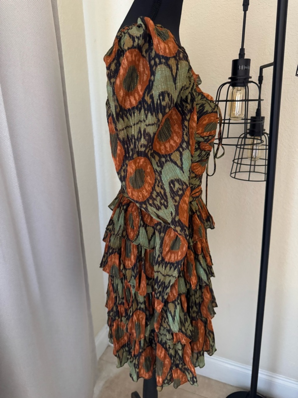 Ulla Johnson Naiya Dress Size 4 Metallic Floral Ruffle Mini NWT - Picture 7 of 13